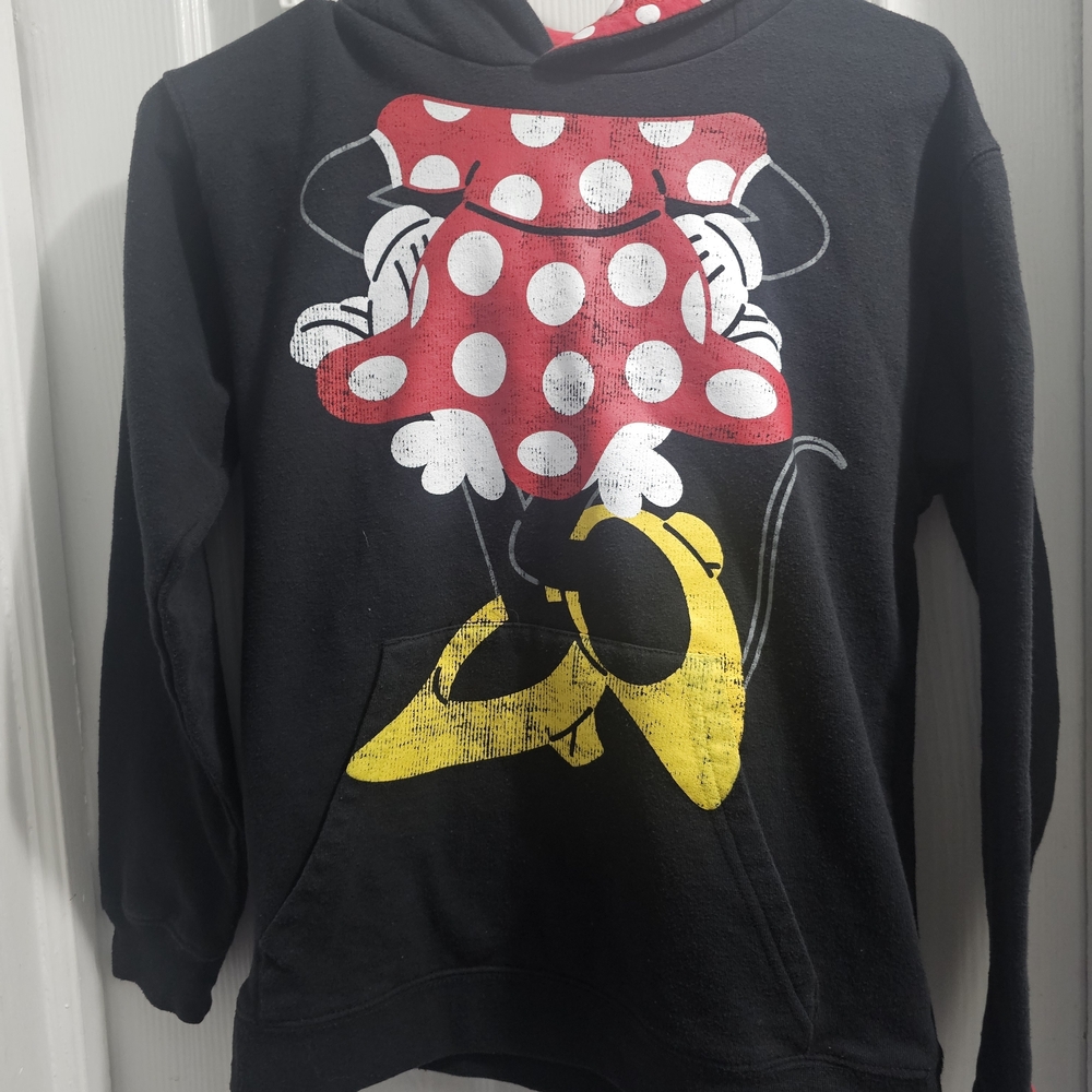 Disney Black Hoodie with Red and Yellow Character Design Minnie Mouse